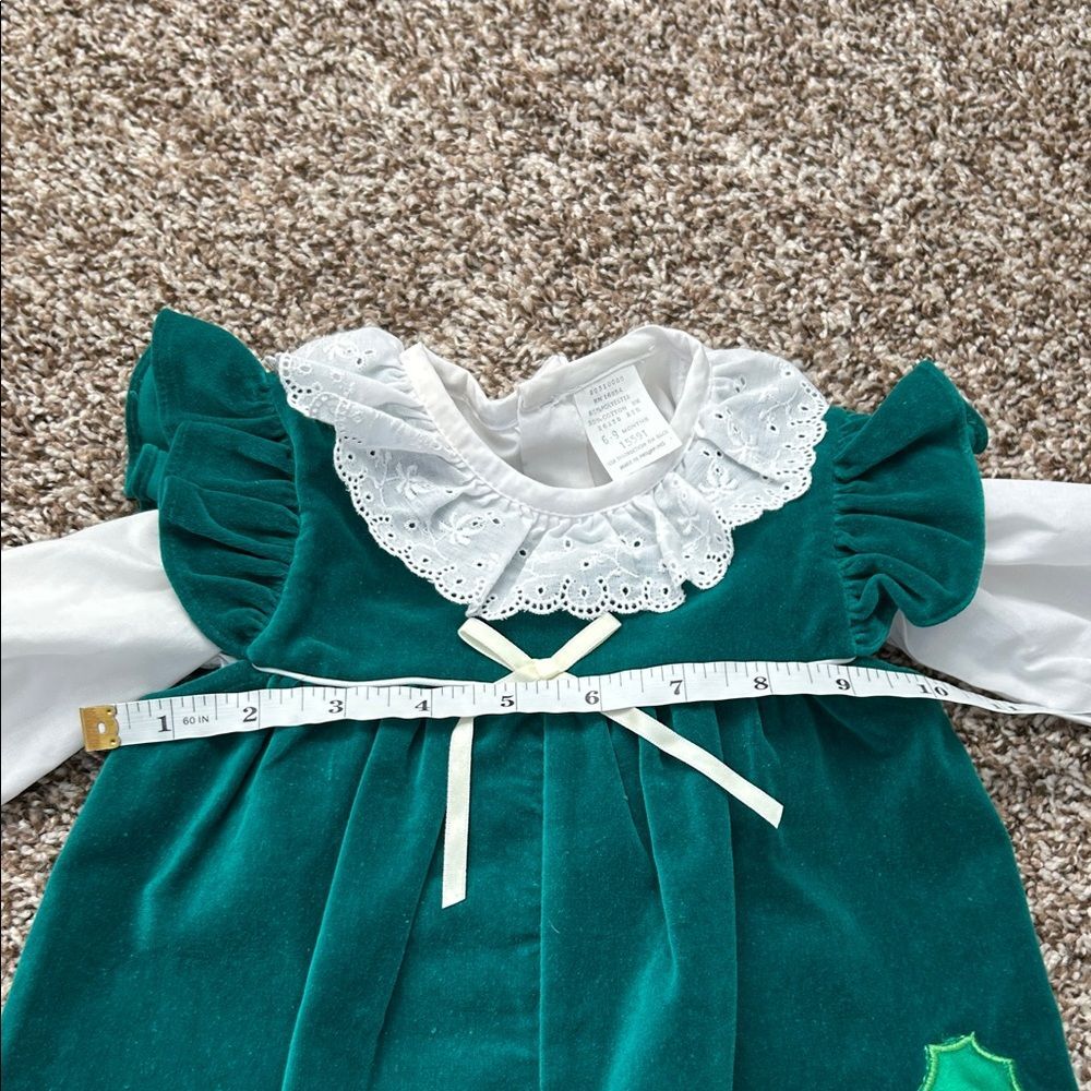 Vintage 80s Green and White Kids Christmas Candy Cane Bear Romper Blouse - Picture 11 of 16